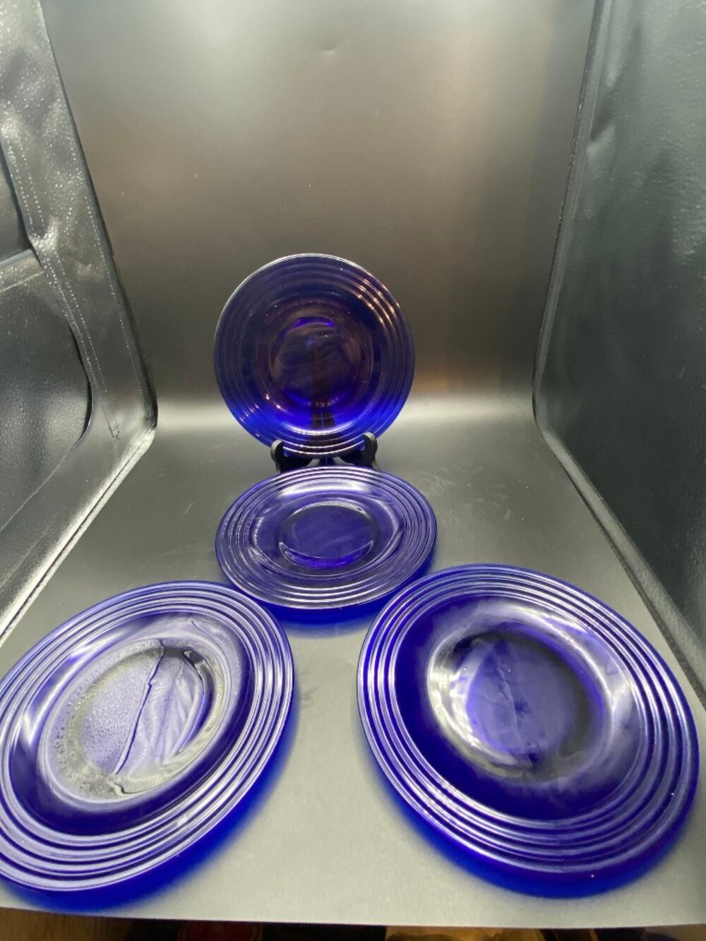 Cobalt Salad Plates Rings on the Edge